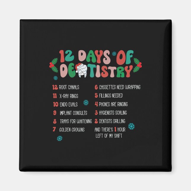 Aimant 12 Jour De Dentistesse Noël Dentiste Dentaire Hygi (Devant)