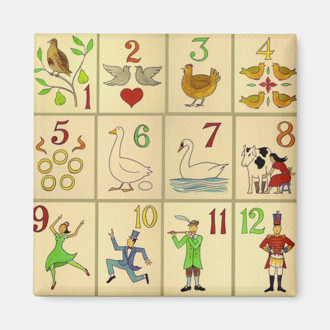 Aimant 12 Jours de l'aimant de Noël (Devant)