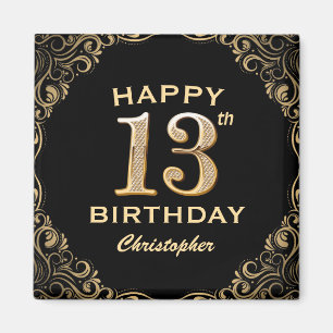 Aimant 13e anniversaire de la Parties scintillant Noir et