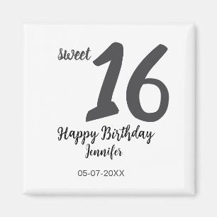 Aimant 16e anniversaire ajouter nom date année noir modèl