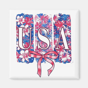 Aimant 1776 Amérique 4 juillet USA Floral Flowers