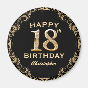 Aimant 18e anniversaire de la Parties scintillant Noir et
