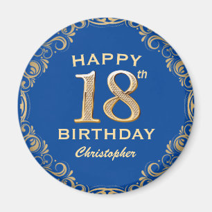 Aimant 18e anniversaire Parties scintillant bleue et or c