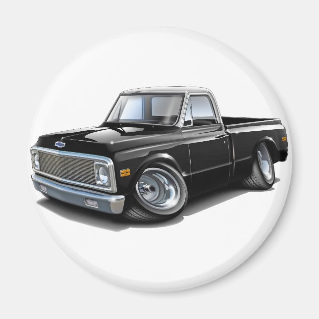 Aimant 1970-72 Camion Chevy C10 noir-blanc haut (Devant)