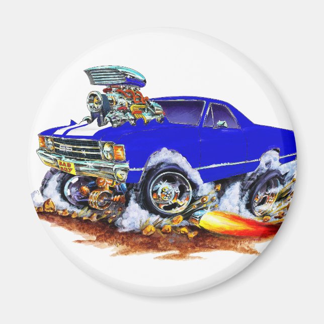 Aimant 1971-72 El Camino Blue-White 4x4 Monster Truck (Devant)