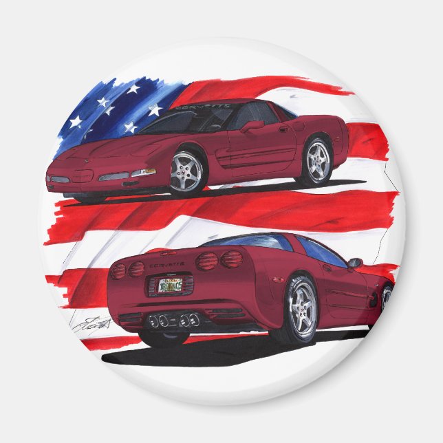 Aimant 1999-04 Corvette Maroon Car (Devant)