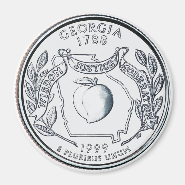 Aimant 1999 Géorgie State Quarter aimnet (Devant)