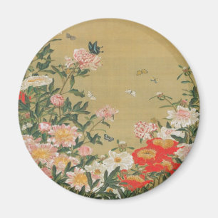 Aimant 1. 芍 薬 群 蝶 図, 若 Fleur et Papillon 冲, Jakuchu