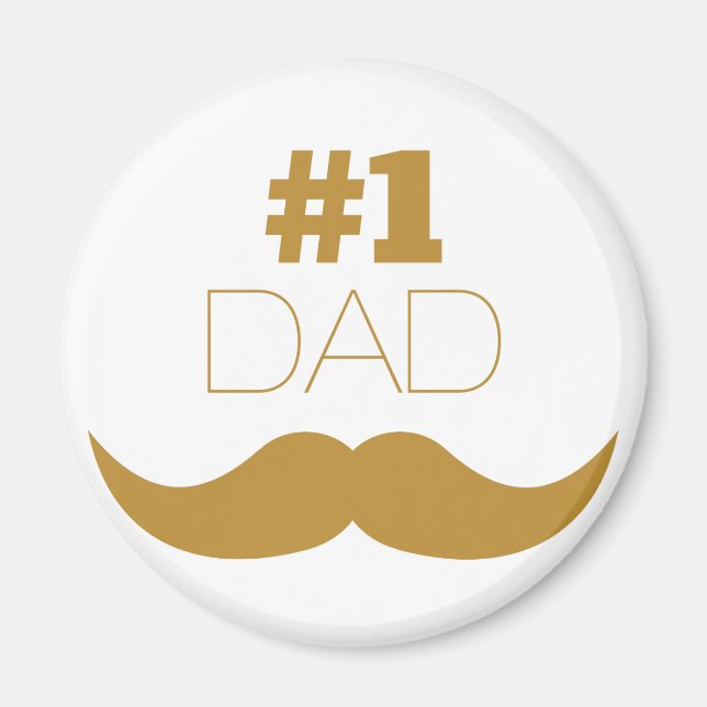 Aimant #1 Papa Mustache d'or - Numéro Un (Devant)