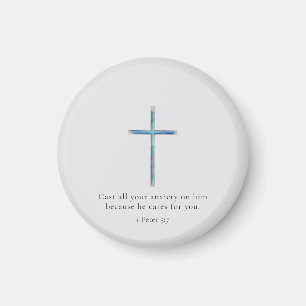 Aimant 1 Pierre 5:7 Croix minimaliste