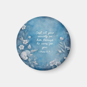 Aimant 1 Pierre 5:7 « Déversez toutes vos anxiétés » Bleu