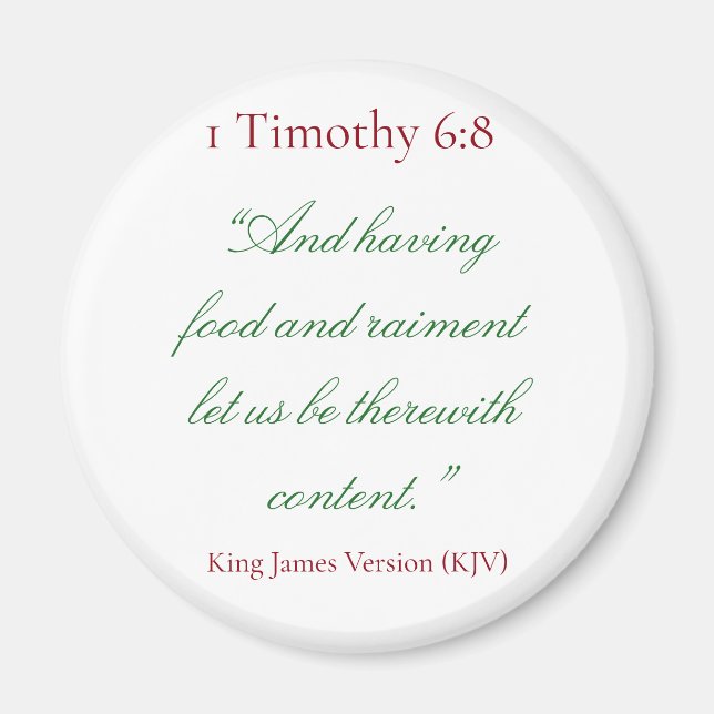 Aimant 1 Timothée 6:8 (Verse biblique) (Devant)