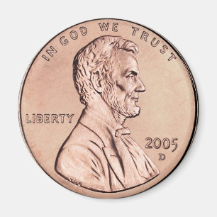 Aimant 2005 Lincoln Memorial 1 cent monnaie de cuivre