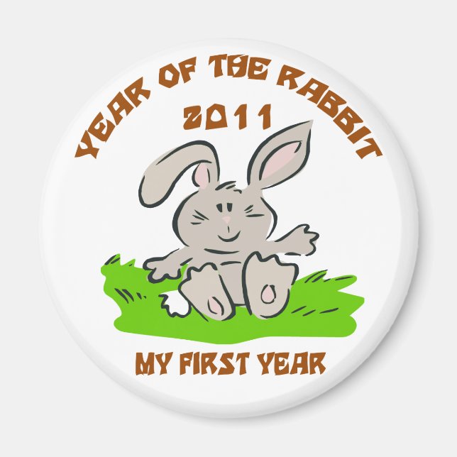 Aimant 2011 Année du bébé lapin (Devant)