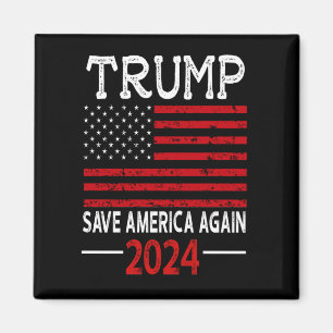 Aimant 2024 Trump Sauve Encore l'Amérique Drapeau USA