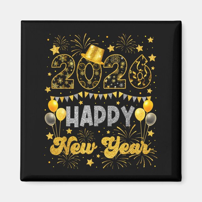 Aimant 2026 Happy New Year Eve Celebration Firework Men W (Devant)