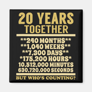 Aimant 20 Anniversaire T Chemise 20e Mariage Coup cadeau