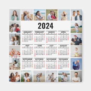 Aimant 20 Collage Photo 2024 Année En Coup D'Oeil Calendr