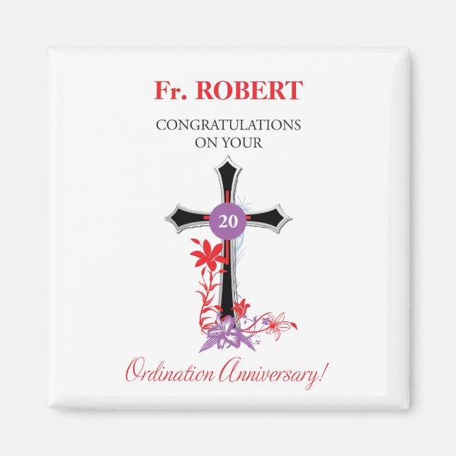 Aimant 20e anniversaire de l'Ordination du prêtre Croix n (Devant)