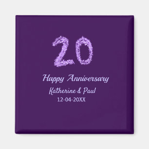 Aimant 20e heureux anniversaire ajouter nom du couple dat