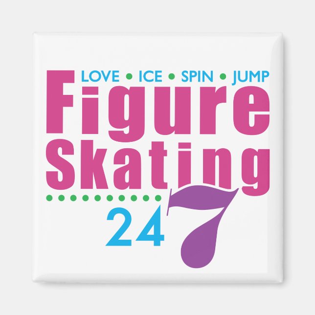 Aimant 24h/24, 7j/7 Patinage artistique (Devant)