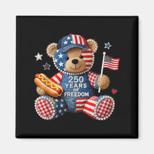 Aimant 250 Ans de dom Ours Patriotique USA Rétro