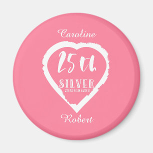 Aimant 25e anniversaire du mariage argent traditionnel