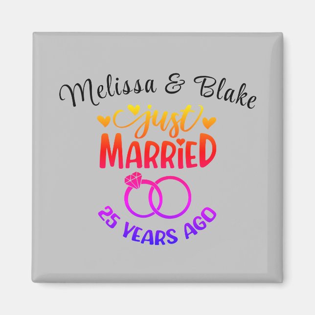 Aimant 25e anniversaire du Mariage Noms personnalisés Arg (Devant)