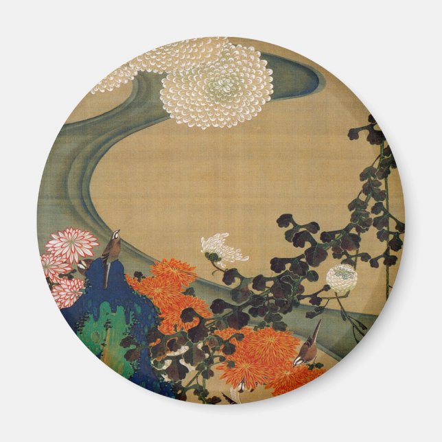 Aimant 29. 菊 花 流 水 図, 冲 Chrysanthemum & Stream, Jakuchu,  (Devant)