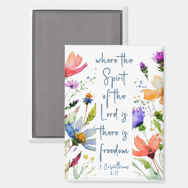 Aimant 2 Corinthiens 3:17 Liberté Bible Verse (Recto/Verso)