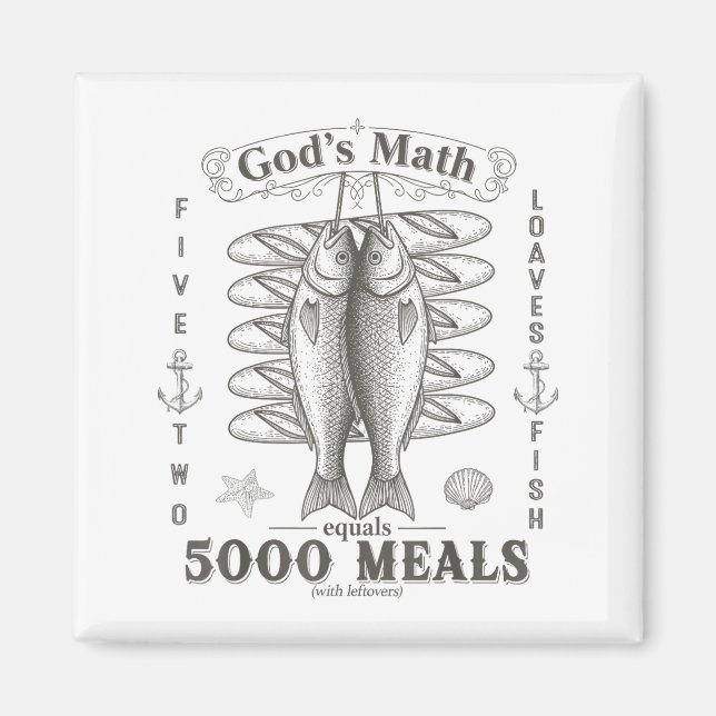 Aimant 2 Fishes 5 Breads Jesus Feeds The 5000 Christian B (Devant)