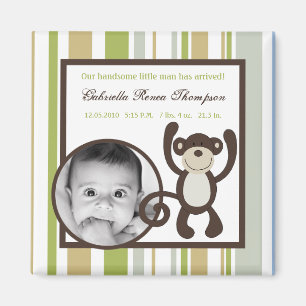 Aimant 2"x2" Faire-part magnétique singe temps Zoo animal