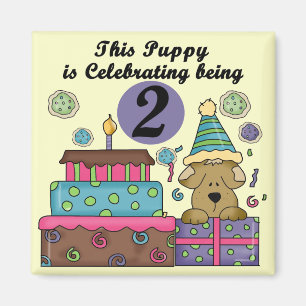 Aimant 2e anniversaire Puppy Tshirts et cadeaux