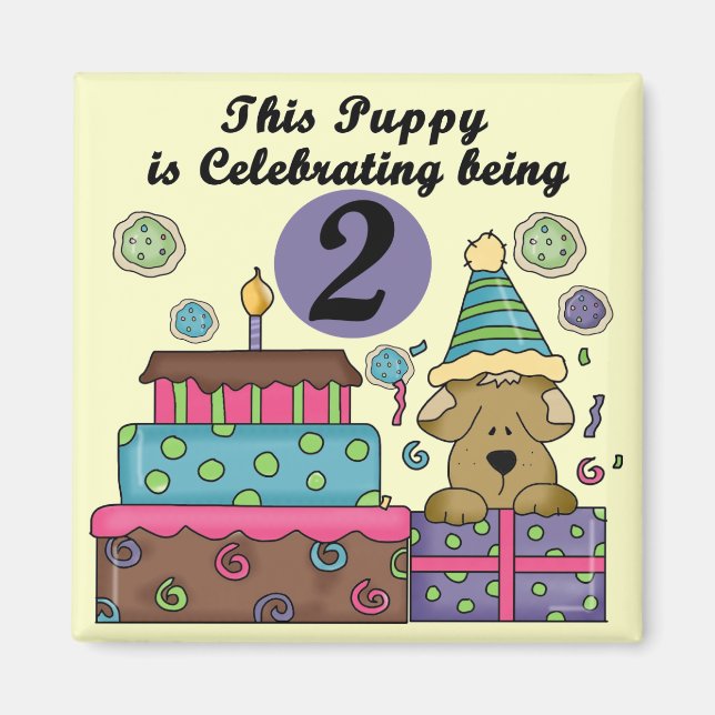 Aimant 2e anniversaire Puppy Tshirts et cadeaux (Devant)