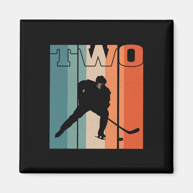 Aimant 2e anniversaire Retro Hockey sur glace 2 ans Garço (Devant)