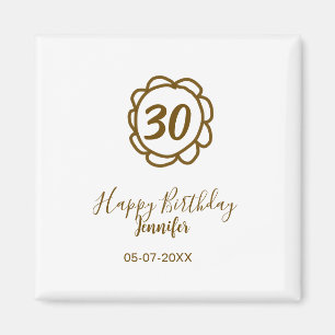Aimant 30e anniversaire ajouter nom date année fleur d'or