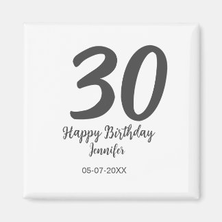 Aimant 30e anniversaire ajouter nom date année noir modèl