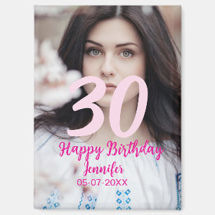 Aimant 30e anniversaire ajouter nom date année photo blan