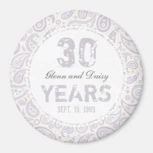 Aimant 30ème Motif de Paisley d'anniversaire de mariage