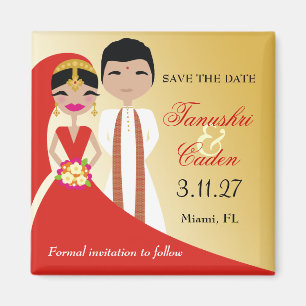 Aimant 311- Jeune mariée indienne de beauté avec le mar