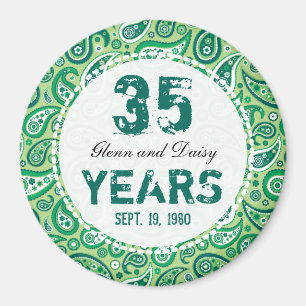Aimant 35e anniversaire du Mariage Jade Motif Paisley