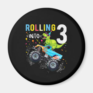 Aimant 3 ans Anniversaire Dinosaur Monster Famille de cam