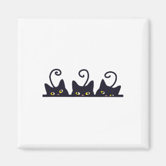 Aimant 3 Chats Noirs Drôle Amoureux de les chats Design F