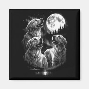 Aimant 3 Hurlements Moon Vintage Drôle Retriever Golden