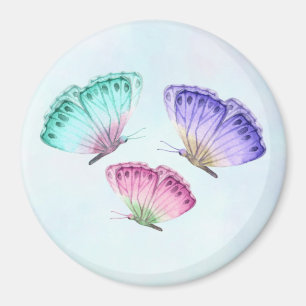 Aimant 3 Jolies papillons d'aquarelle Pastel
