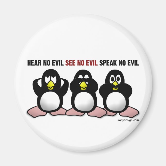 Aimant 3 pingouins sages (Devant)