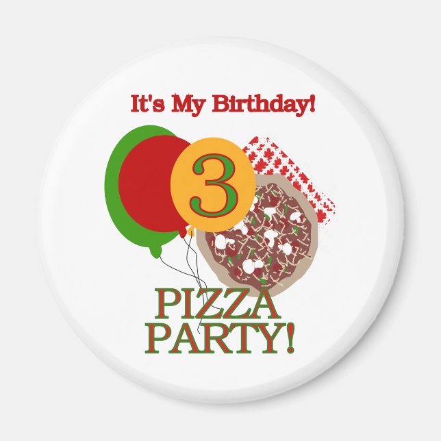 Aimant 3e fête de pizza Tshirts et cadeaux d'anniversaire (Devant)