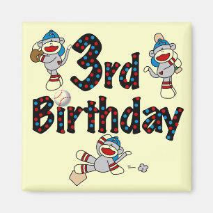 Aimant 3ème anniversaire du baseball de singe de soie