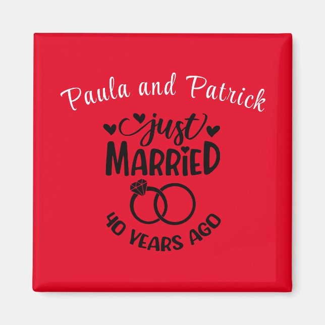 Aimant 40e anniversaire de Mariage noms personnalisés Rub (Devant)