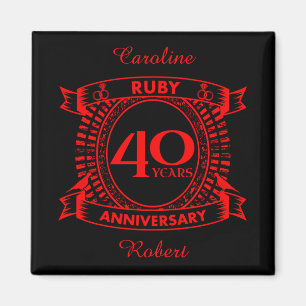 Aimant 40e anniversaire du mariage ruby crest